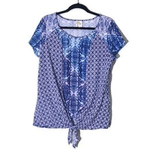 Anthropologie Fig and Flower Knot Front Top Size XL